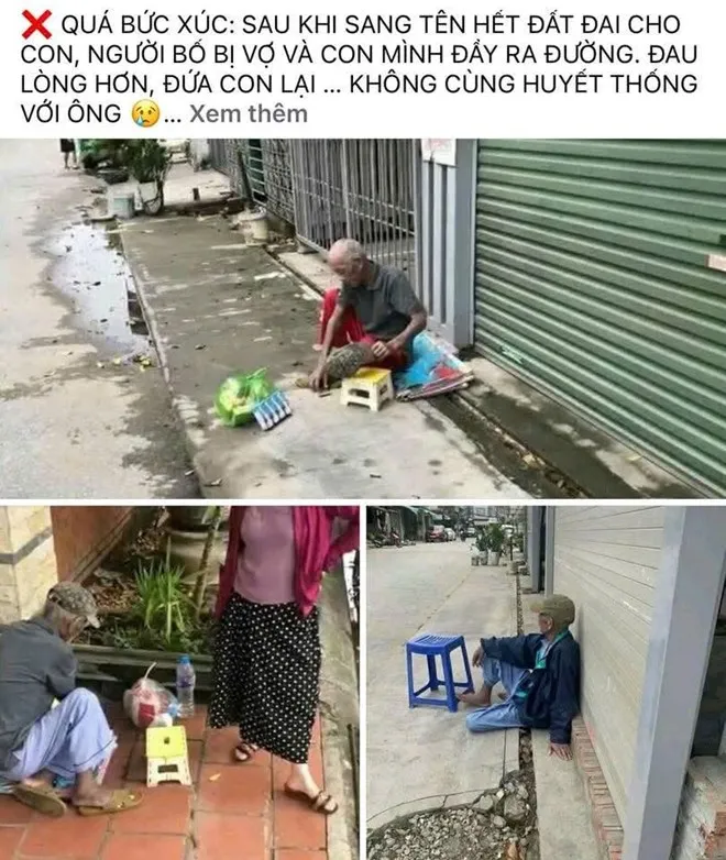 Bài đăng được chia sẻ nhiều trên mạng xã hội về cụ ông ngoài 70 tuổi giữa nắng nóng phải sống ngoài vỉa hè.