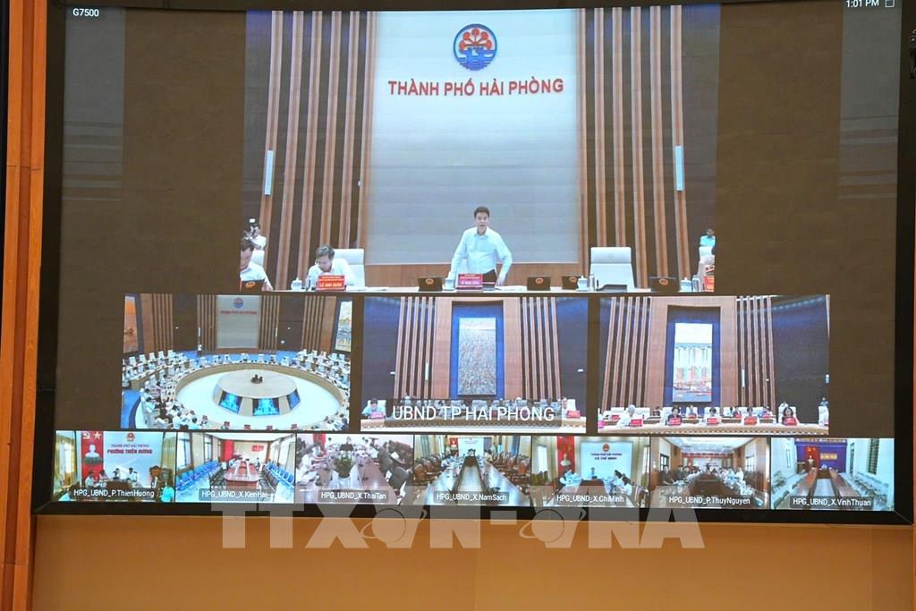 Chủ tịch UBND thành phố Hải Phòng Lê Ngọc Châu phát biểu chỉ đạo trực tuyến.